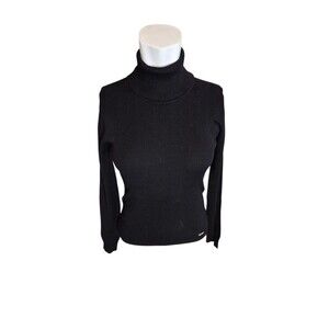 Calvin Klein Rib Knit Turtleneck Sweater Black Sz XS NEW